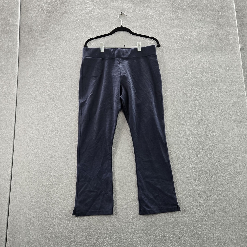 American Giant Women Pants 14 Blue Nylon Ponte Kick Flare Promodal 25" Inseam